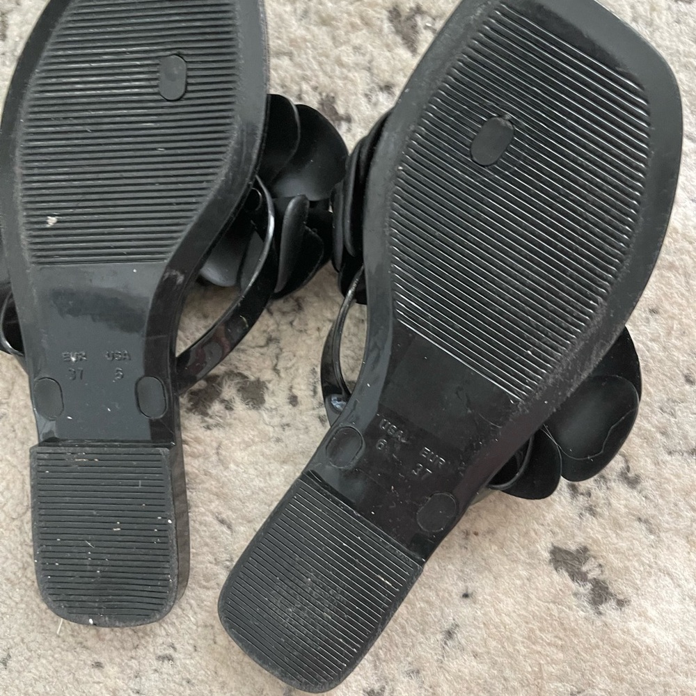 Jeffrey Campbell Black Floral Slide Sandals - Picture 2 of 2